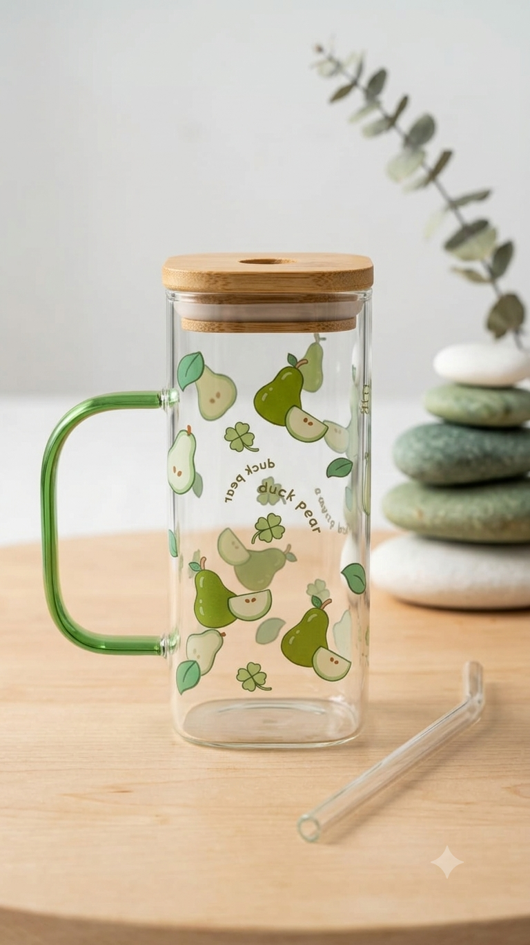 glass mug with bamboo lid glass mug with bamboo lid