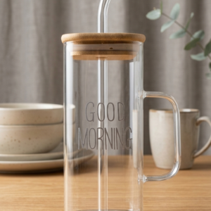 square glass tumbler with handle