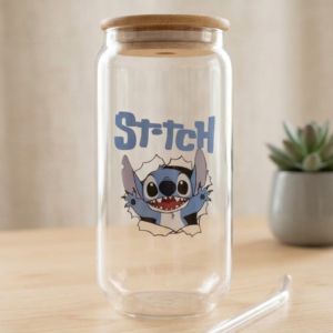 stitch print clear glass tumbler