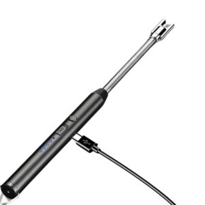 usb rechargeable electric arc lighter flexible neck windproof flameless plasma lighter for candle bbq kitchen stove camping candle lighter safe ignition led battery display portable long handle